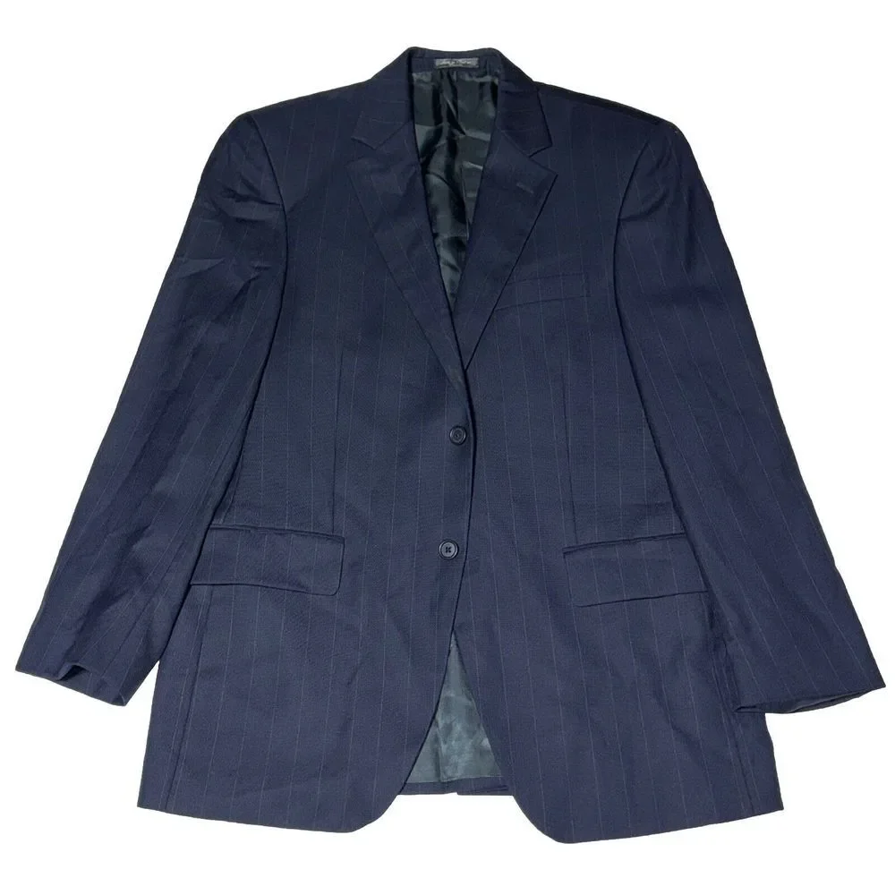 Loro Piana Blazer Sportcoat Mens Size 40R 100%‎ Wool Blazer Black Pinstripe